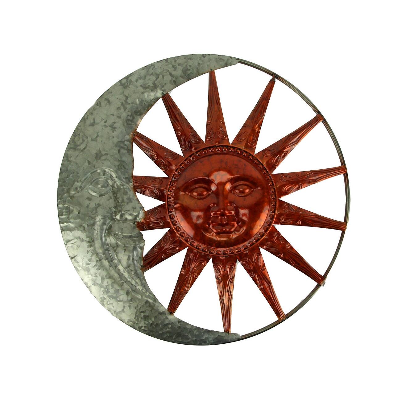 Galvanized And Copper Color Metal Celestial Sun And Moon Indoor Outdoor Wall Art On Sale Overstock 30262567