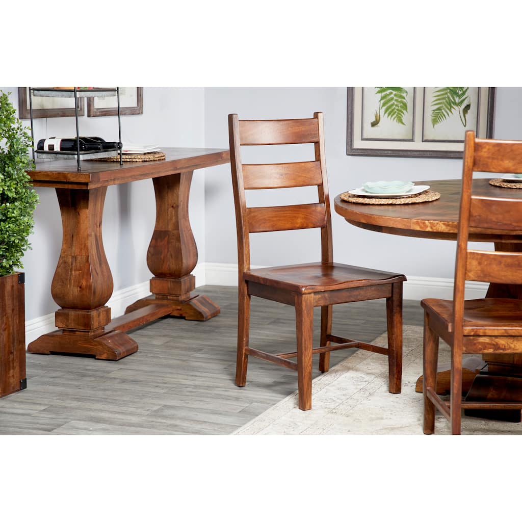 Brown Mango Wood Ladder Back Dining Chair (Set of 2)