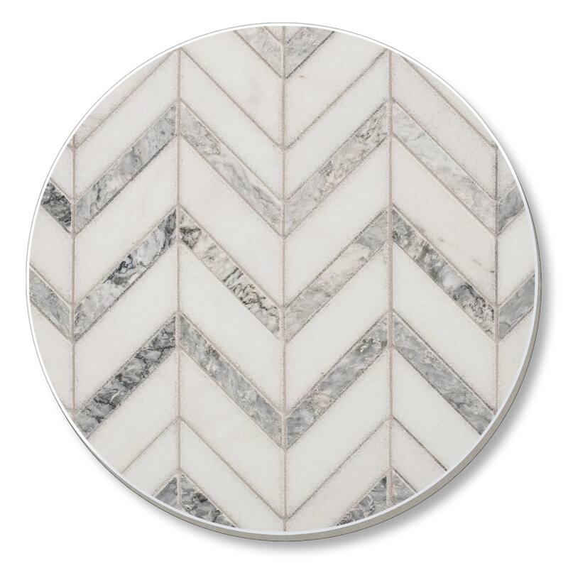 Absorbent Stone Beverage Coasters - Set of 4 - Grey Chevron - Multi-175