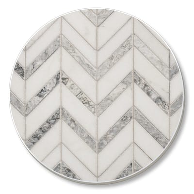 Absorbent Stone Beverage Coasters - Set of 4 - Grey Chevron - Multi-175