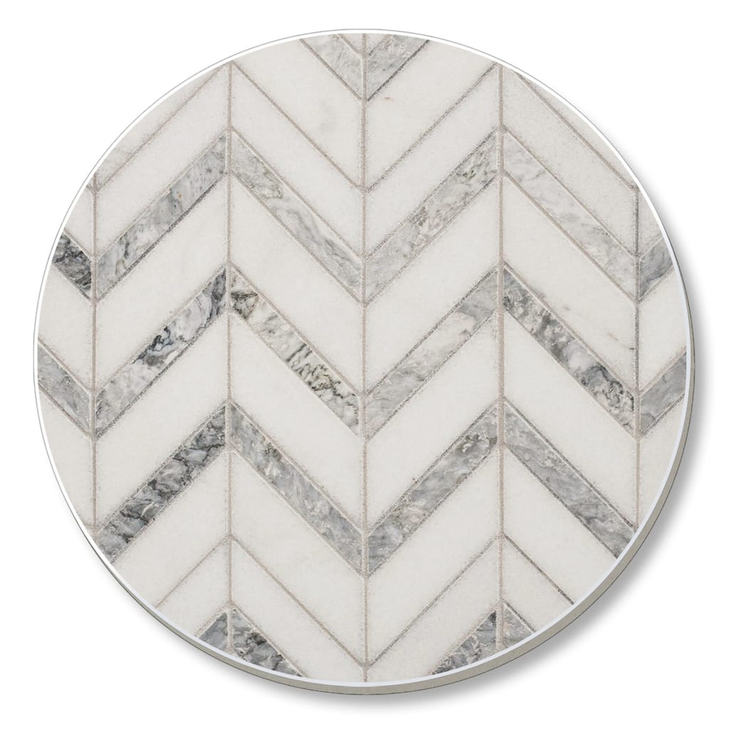 Absorbent Stone Beverage Coasters - Set of 4 - Grey Chevron - Multi-175