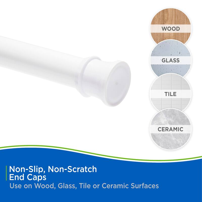 Kenney Twist & Fit No Tools Camlock Tension Stall Shower Curtain Rod, 24-40" - White