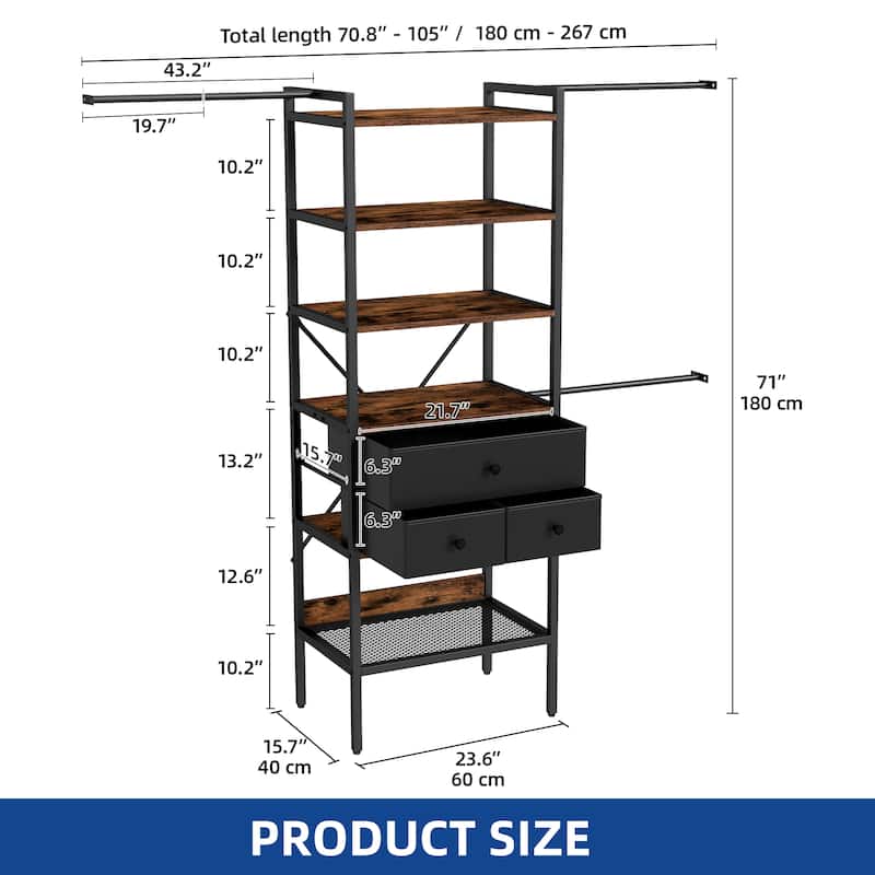 Moasis Closet System with Drawers & Clothing Rack