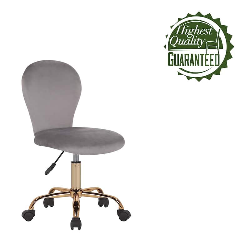Porthos Home Evie Office Chair, Velvet Upholstery And Gold Legs