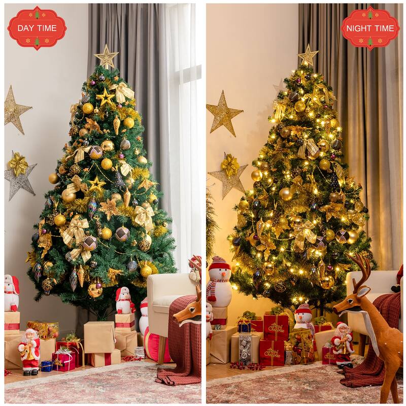 Costway 7.5FT Pre-Lit Artificial Christmas Tree 1100 Tips w/140 - See Details