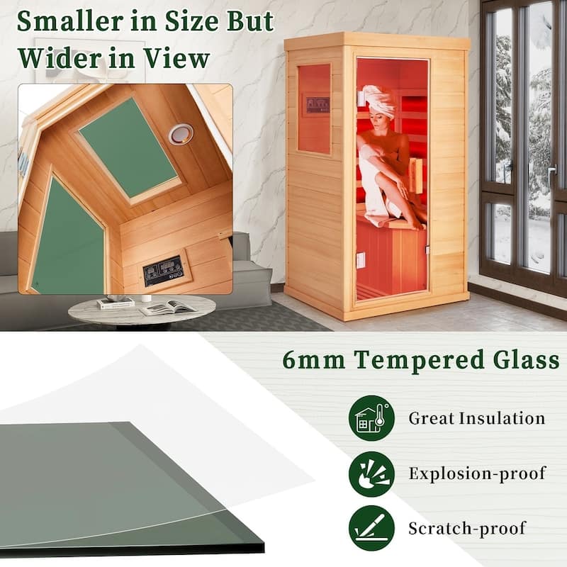 Erommy Mini Infrared Sauna with 10-Minute Warm-Up Heater Tube and Carbon Plate
