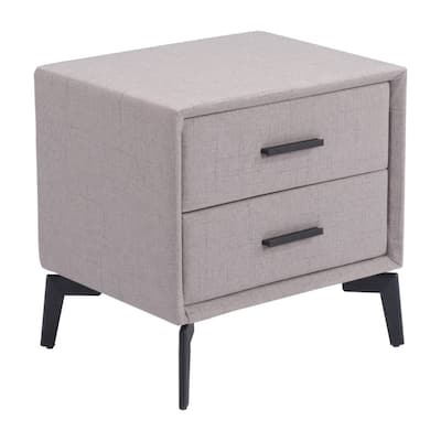 20 Inch Fabric Wood and Steel End Table with 2 Drawers for Storage - 16” x 20” x 25”