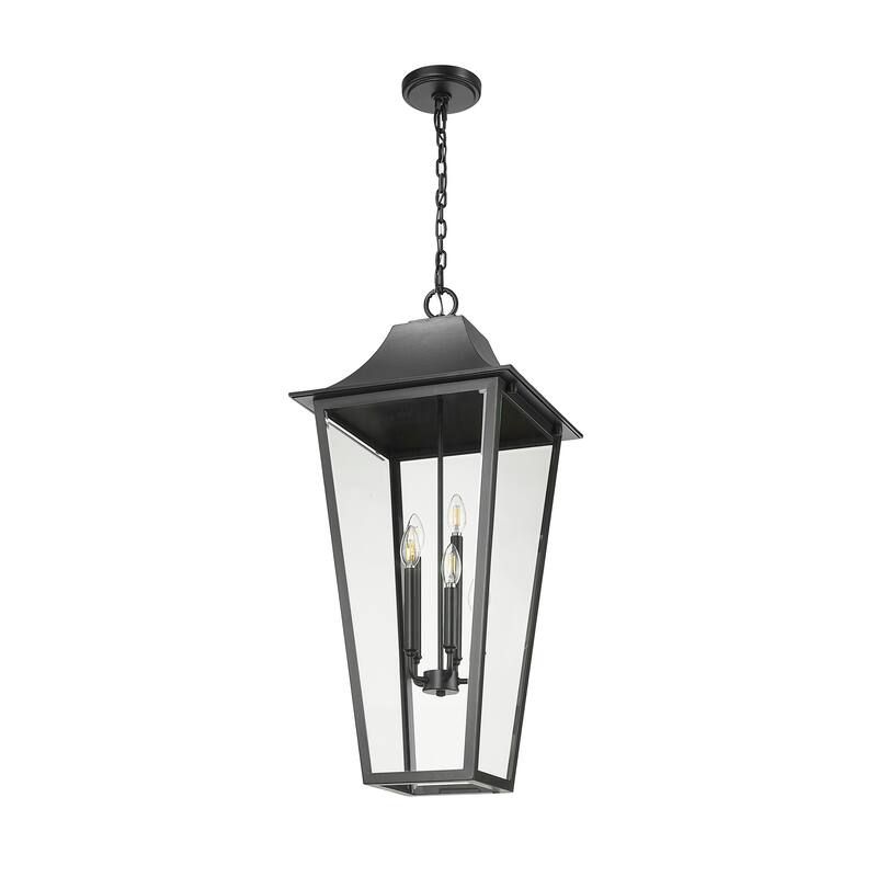 Gannon 5 Light Outdoor Chain Mount Ceiling Fixture in Black