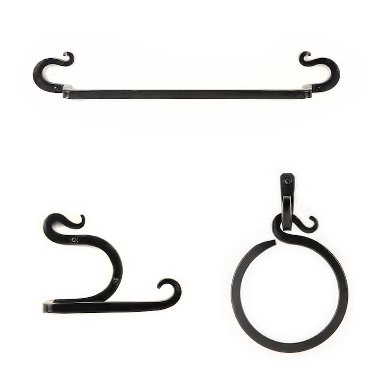 Hand Forged Iron Bath Hardware Set - Black