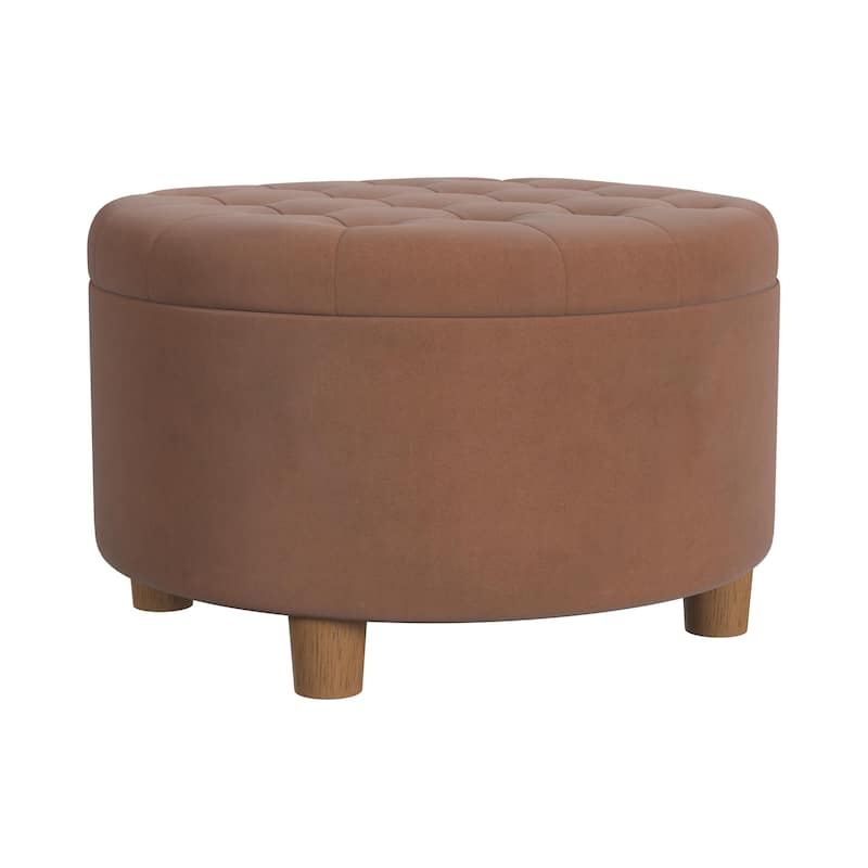 HomePop Button Tufted Round Storage Ottoman