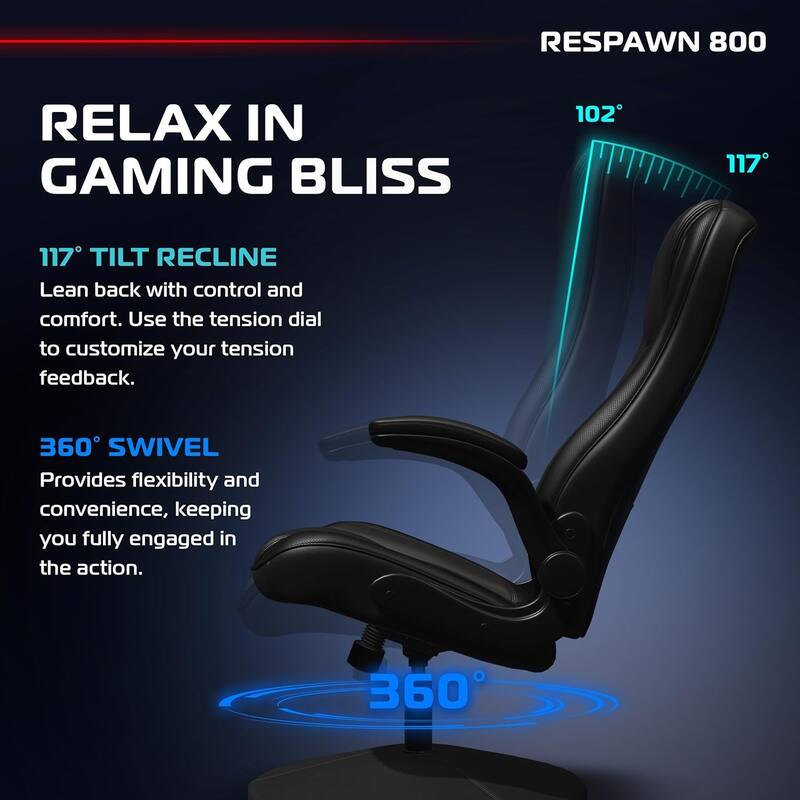 RESPAWN 800 Gaming Chair Floor, Swivel Rocker Gaming Chair, High Back Ergonomic Floor Gaming Chair for Kids and Adults