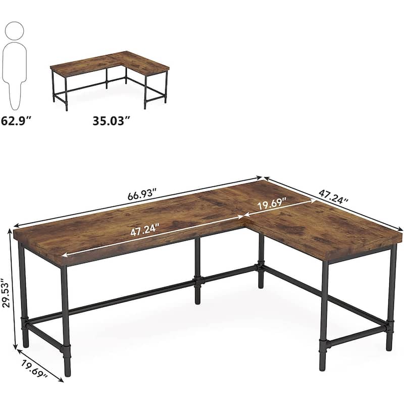 Tribesigns L-Shaped Desk, 67 inch Industrial Corner Computer Office Desk