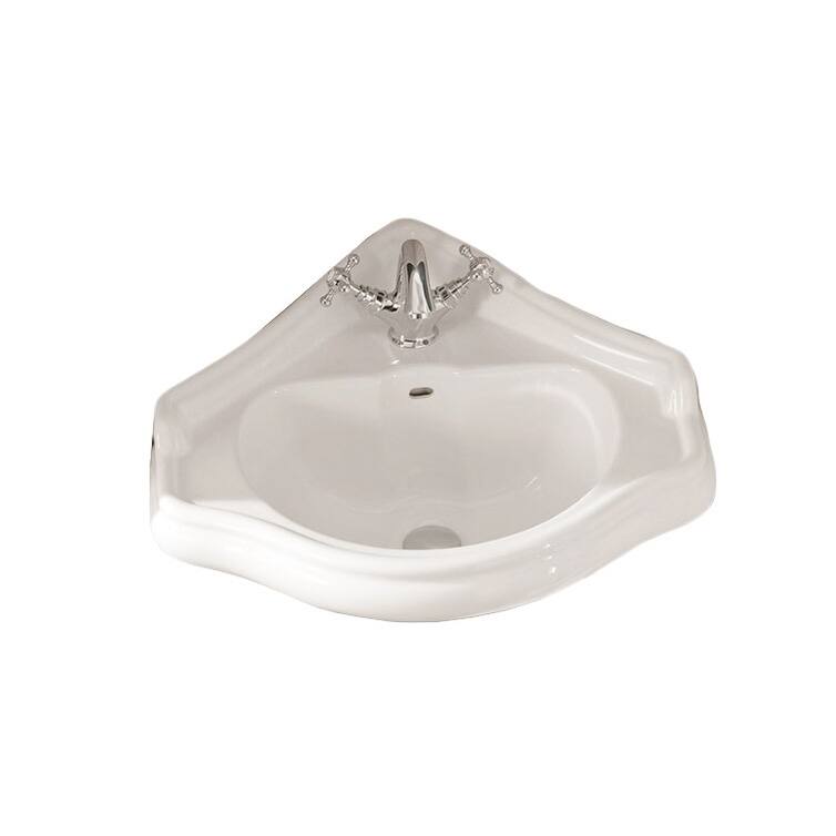 WS Bath Collections 16-1/8" Ceramic Wall Mounted Corner Bathroom Sink - White