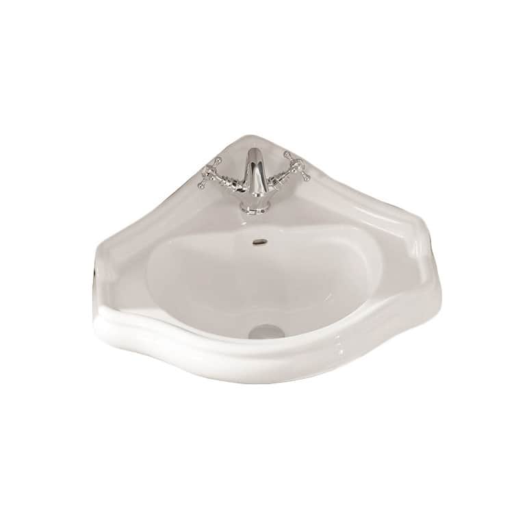 WS Bath Collections 16-1/8" Ceramic Wall Mounted Corner Bathroom Sink