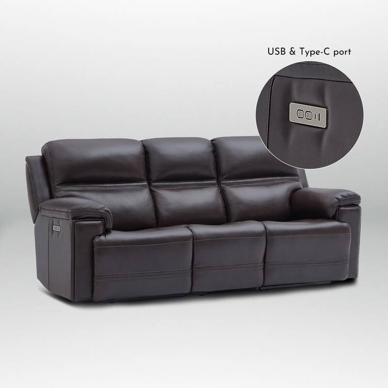 Genuine Leather Dual Power Sofa with Zero Gravity, Adjustable Headrest, Footrest, USB/Type-C