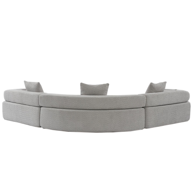 Oversized Gray Upholstered 4 Seater Modular Curved Sofa for Living Room