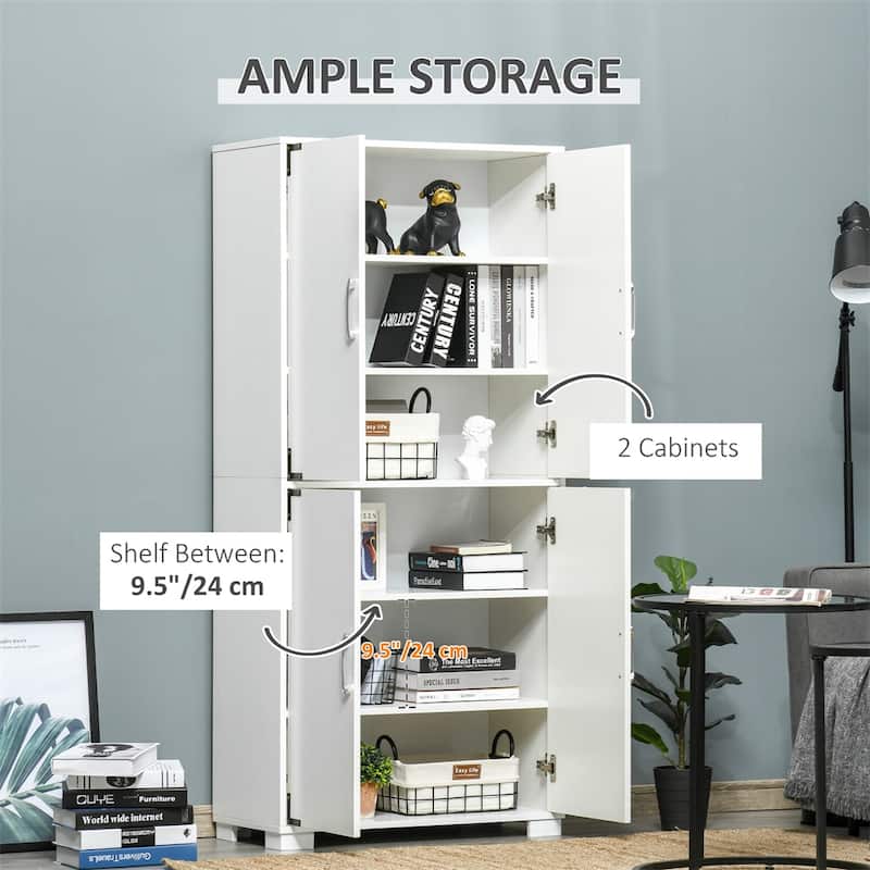 Industrial Kitchen Pantry Cabinet w/ 4 Door Cupboard & Storage Shelves