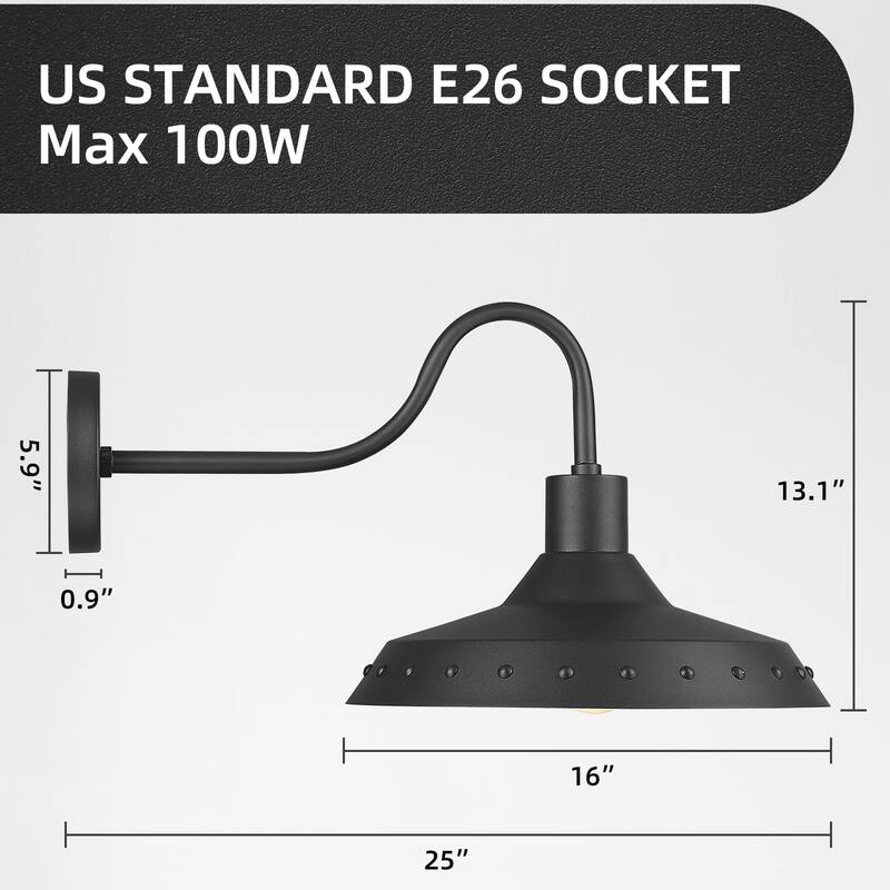 Gooseneck Barn Light, Exterior Wall Sconce(Set of 2)