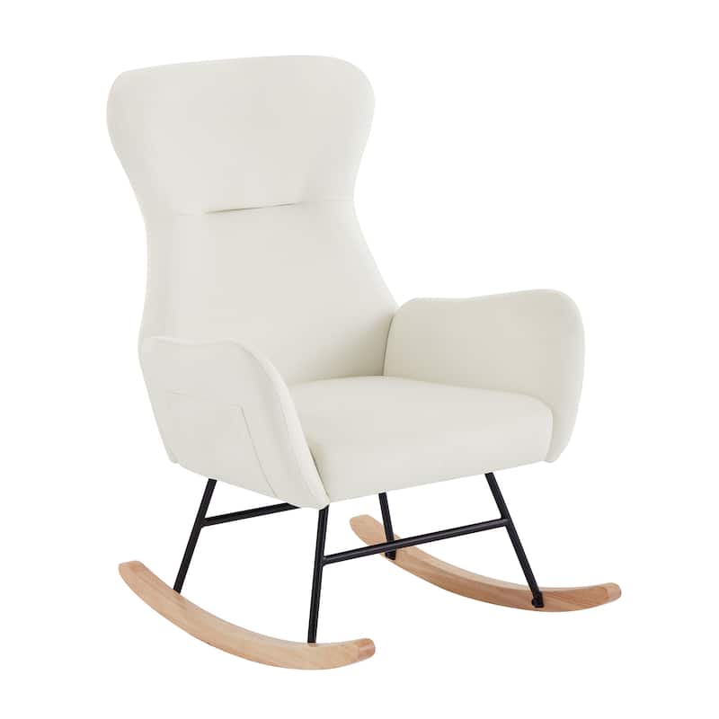 Grey teddy fabric rocking chair for Living Room and Bedroom