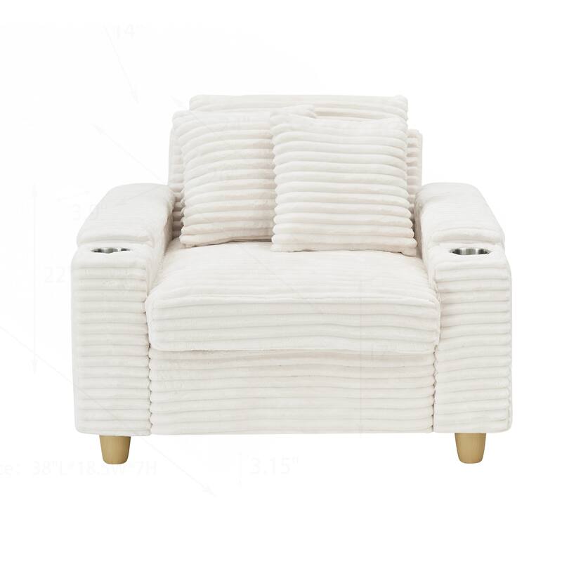 Comfortable Corduroy Sofa with Multiple Pillows and Storage Options