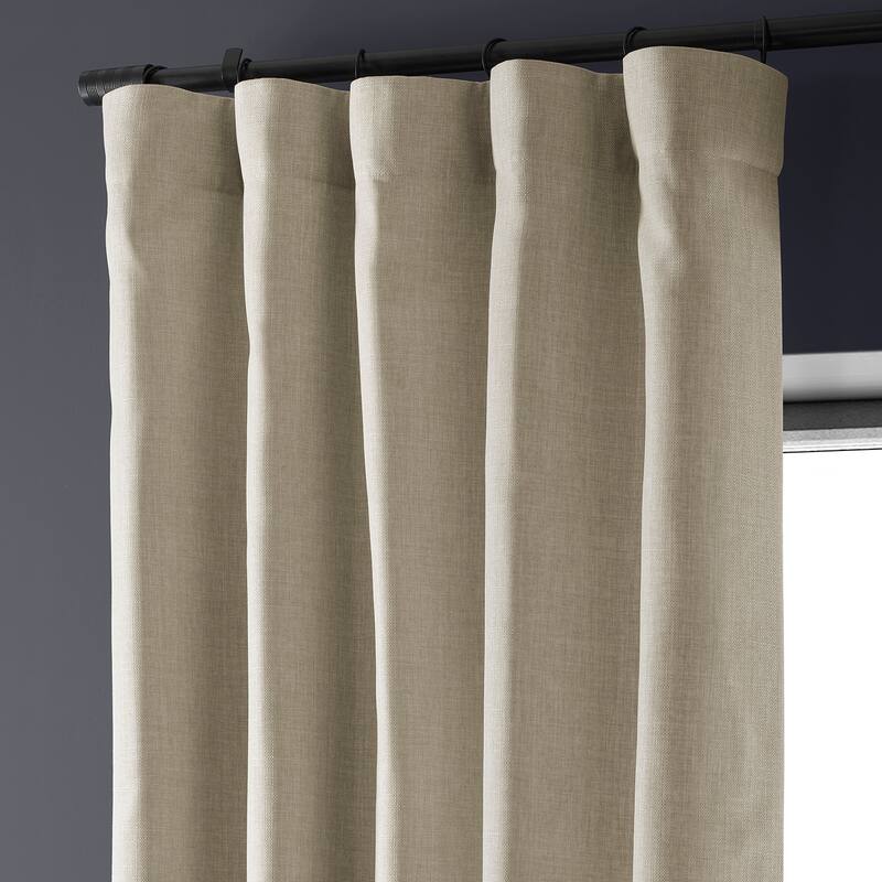 Exclusive Fabrics Italian Faux Linen Room Darkening Curtains (1 Panel) - Sophisticated Drapery for Versatile Décor