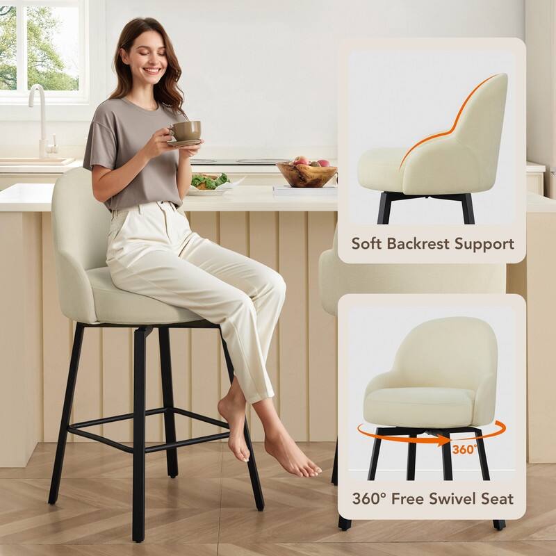 Spruce & Spring Amari Swivel Upholstered Counter Bar Stool with Thickened Cushion