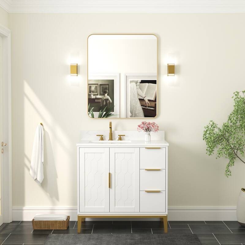 Modern Bathroom Wall Mounted Anodized Aluminum Framed Wall Vanity Mirror