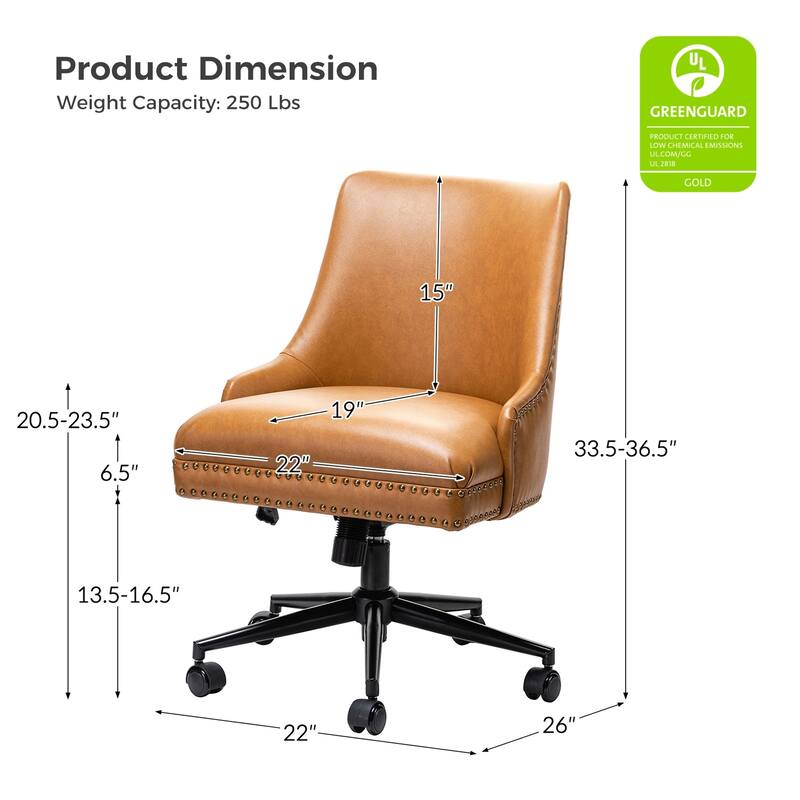 Sonia Modern Faux Leather Task Chair with Height-adjustable by HULALA HOME