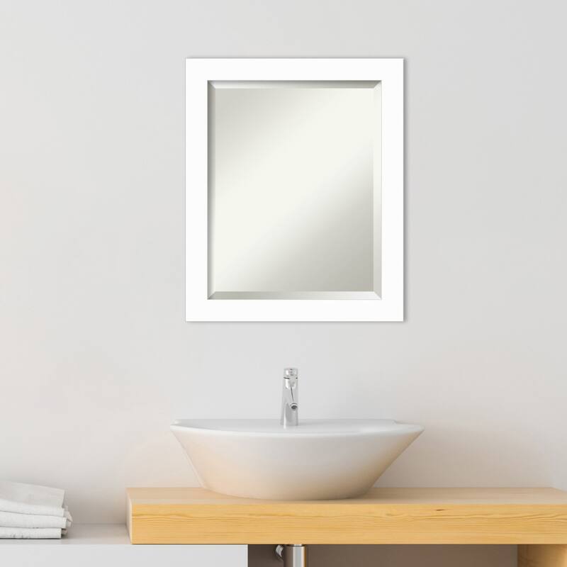 Basic Narrow Beveled Wood Framed Bathroom Vanity Wall Mirror