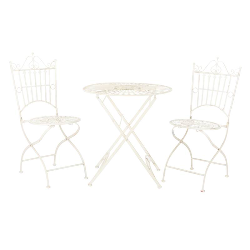 SAFAVIEH Outdoor Saige Victorian Iron 3-Piece Bistro Set - 28Wx28Dx38H
