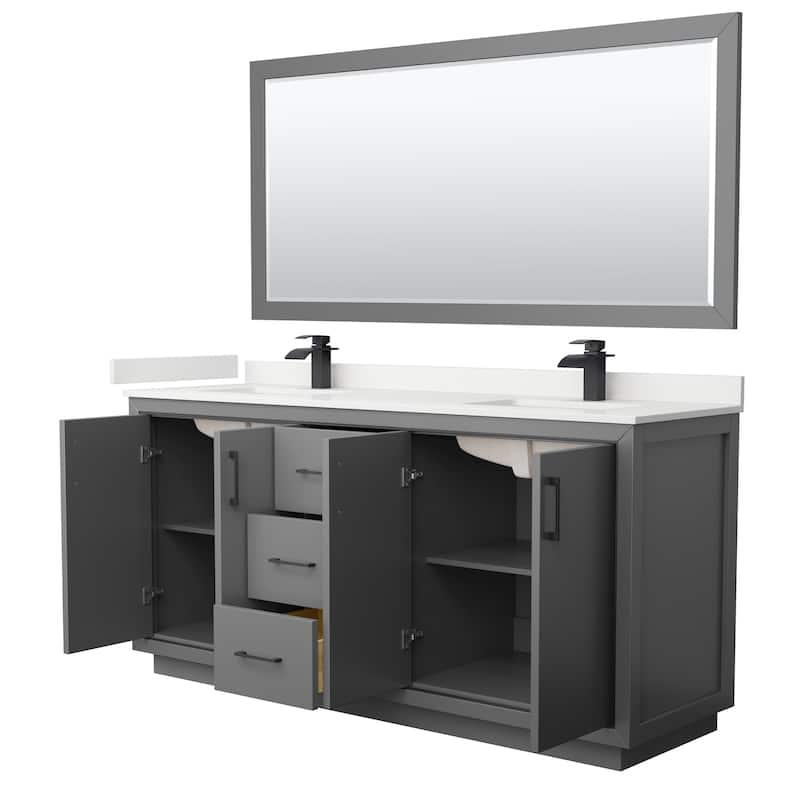 Icon 72-inch Double Vanity, Quartz Top, 70-inch Mirror
