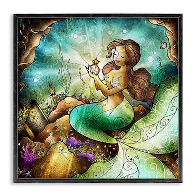 Stupell Detailed Nouveau Mermaid Framed Giclee Art Design By Mandie Manzano