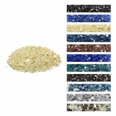 Gold Tempered Crushed Glass Fire Pit Glass Rocks 10 lbs Heat Resistant - 1/2 inch