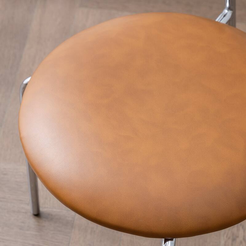 18 in. Rattan Dining Chairs with Faux Leather Seat (set of 2) - 32.48''H X 18.31'' W X 19.88'' D