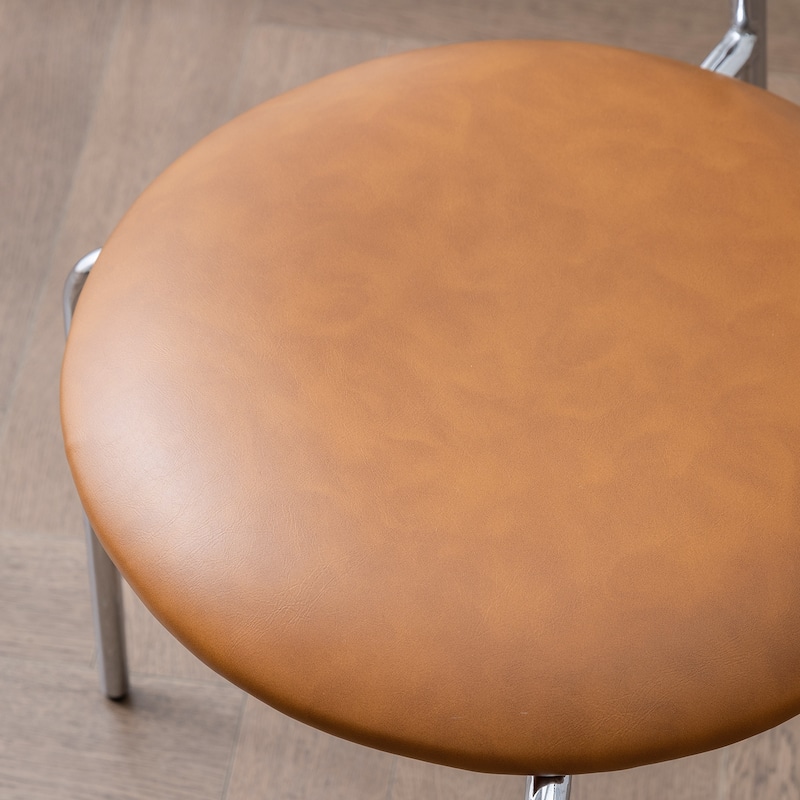 24 in. Rattan Counter Height Bar Stools with Faux Leather Seat (set of 2)