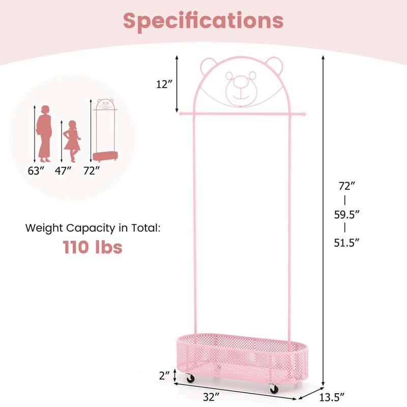 Costway Kid Clothes Rack with 3 Adjustable Heights Home Freestanding - See Details