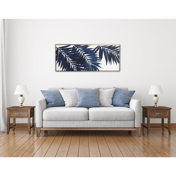Gallery 57 Blue Palms 19x45 Framed Canvas Wall Art - Overstock - 33442873
