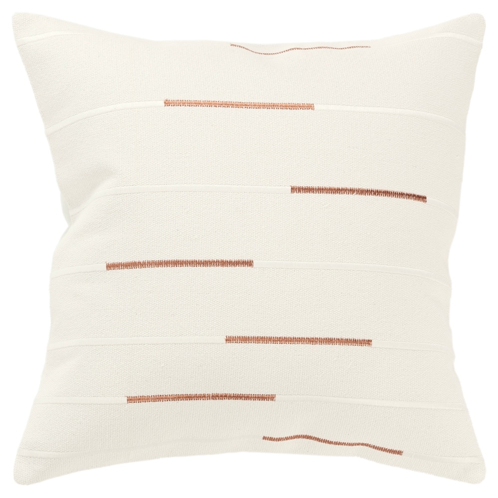 Rizzy Home Transitional Ivory Decorative Pillow Cover 20" x 20"