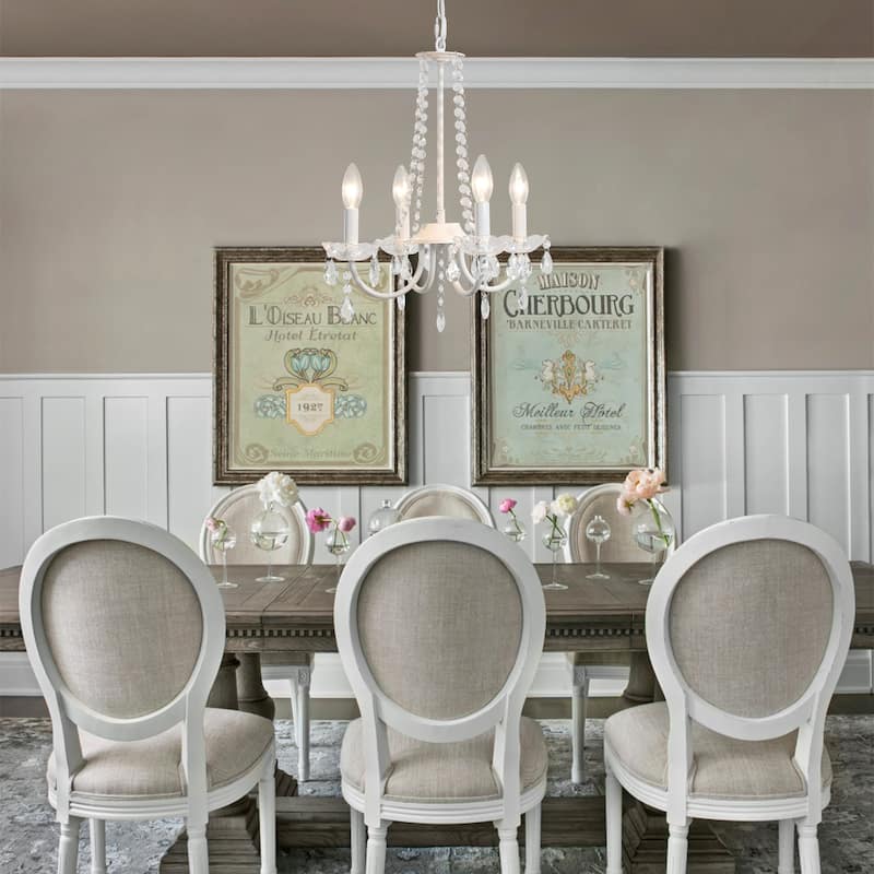 4-Light Candle Style Chandelier with Crystal Accents for Living Room Bedroom