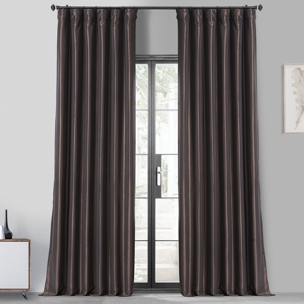 Faux Silk Taffeta Solid Blackout Single Curtain Panel. Opens flyout.