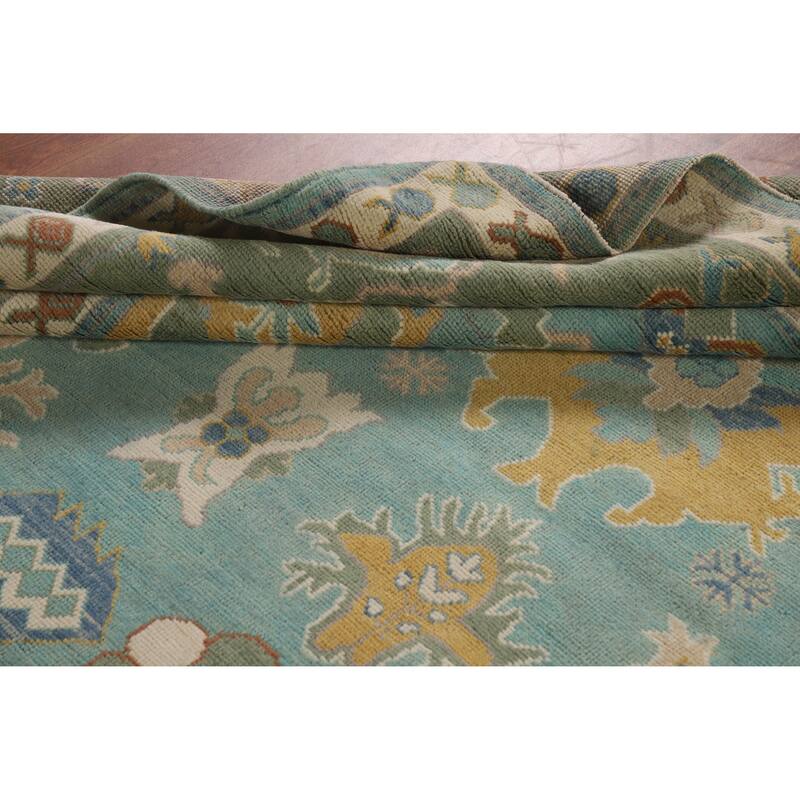 Hand Knotted Oriental 100% Wool Carpet Transitional All-Over Navy Blue & Blues Oushak Area Rug - 10' 0'' X 8' 4''