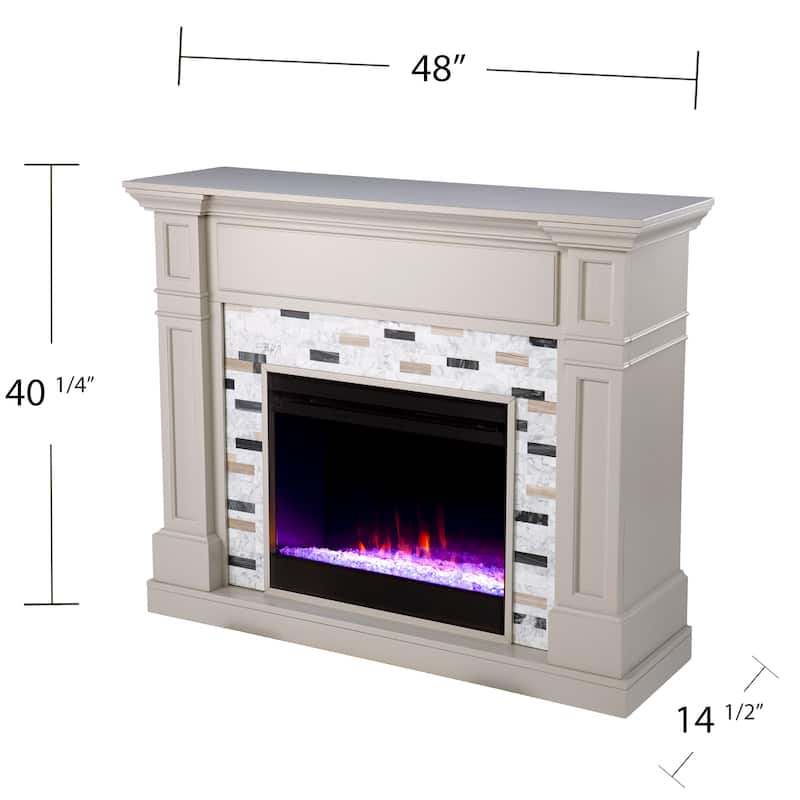 SEI Furniture Stonemere Color Changing Electric Fireplace w/ Marble