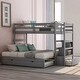 preview thumbnail 3 of 16, Stairway Twin Over Twin/King Bunk Bed with Twin Size Trundle and Drawer