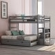 preview thumbnail 12 of 16, Twin Over Twin/King Size Extendable Bunk Bed with Trundle and Storage Stairs