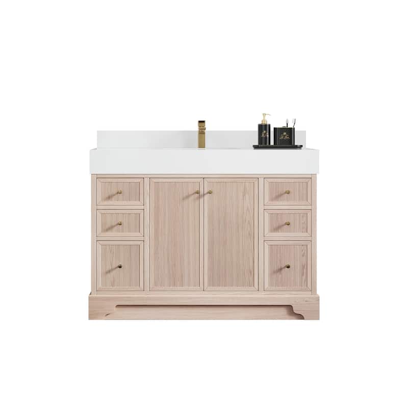 Willow Collections 48 in. W x 22 in. D Manhattan Oak Wood Single Sink Bathroom Vanity with Countertop