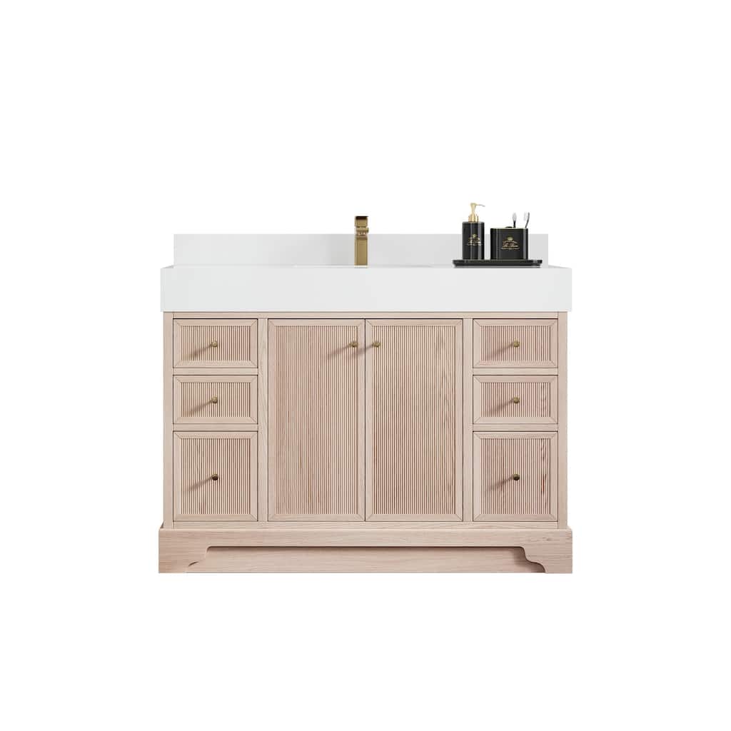 Willow Collections 48 in. W x 22 in. D Manhattan Oak Wood Single Sink Bathroom Vanity with Countertop