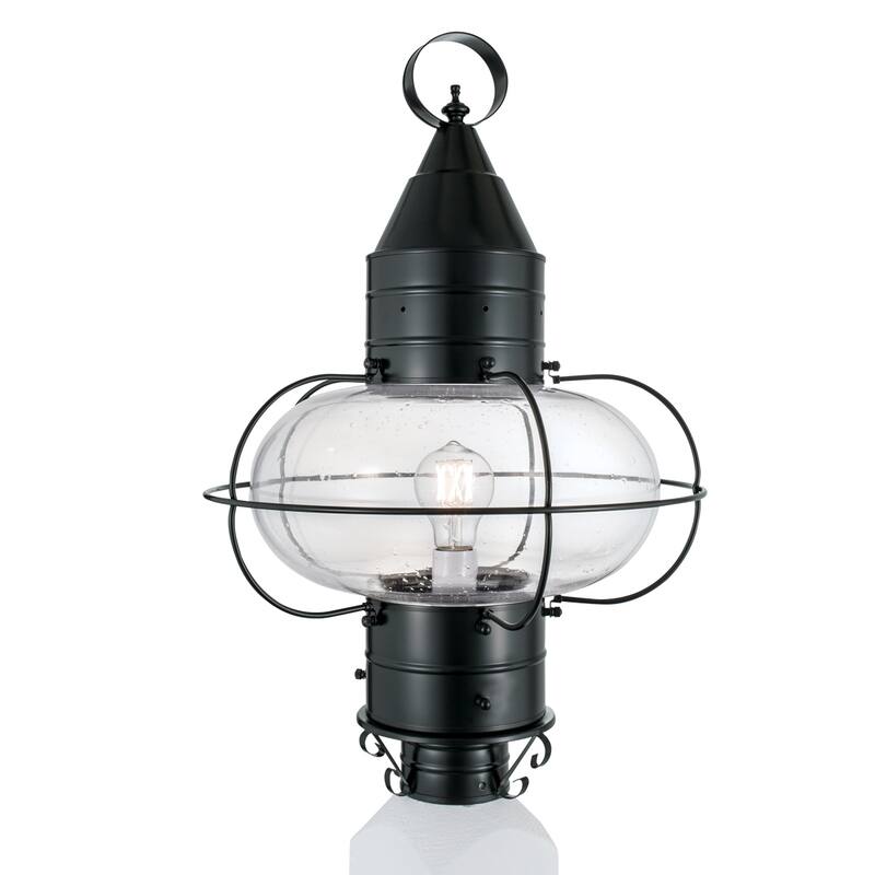 Elk Home Classic Onion Outdoor Post Light - Gun Metal with Seeded Glass