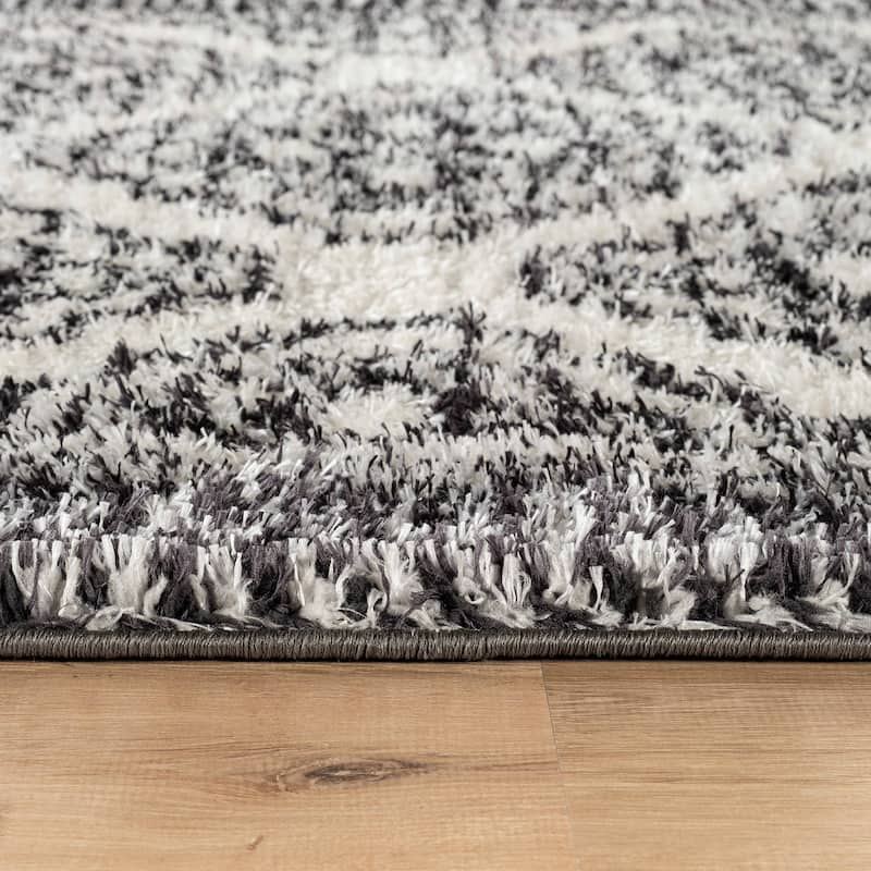 Geometric Shag Rug - Anthracite Dark Gray - Durable Rug for Living Room, Bedroom, or Entryway - Easy to Maintain