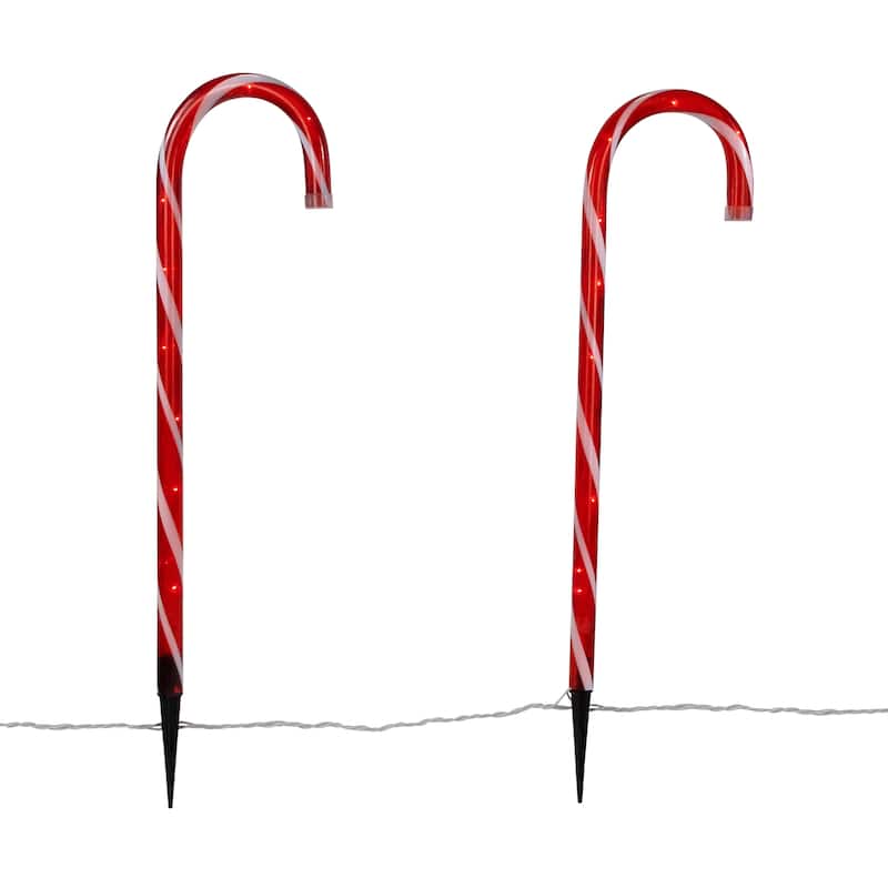 Candy Cane 8 Function Christmas Outdoor Pathway Markers - Set of 8 - 24"