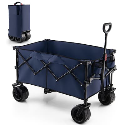 Costway Folding Collapsible Wagon Utility Garden Cart w/ Wide Wheels - See Details